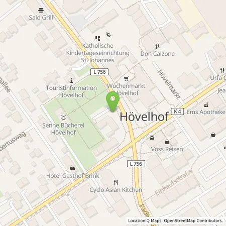 Standortübersicht der Tankstelle Westfalen Weser Ladeservice GmbH in 33161 Hövelhof