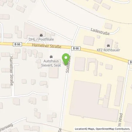 Standortübersicht der Tankstelle Westfalen Weser Ladeservice GmbH in 32683 Barntrup