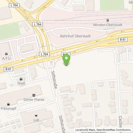 Standortübersicht der Tankstelle Westfalen Weser Ladeservice GmbH in 32423 Minden