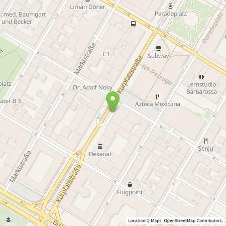 Standortübersicht der Tankstelle MVV Energie AG in 68161 Mannheim