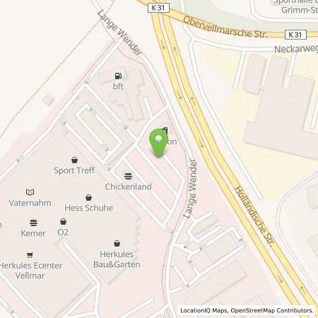 Standortübersicht der Tankstelle TEAG Mobil GmbH in 34246 Vellmar