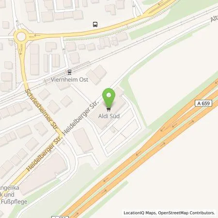 Standortübersicht der Tankstelle ALDI SÜD Immobilienverwaltungs-GmbH & Co. oHG in 68519 Viernheim