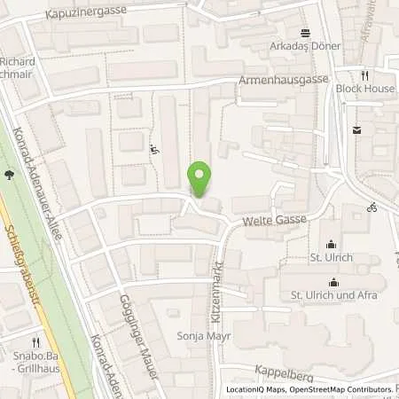 Standortübersicht der Tankstelle Stadtwerke Augsburg Energie GmbH in 86150 Augsburg