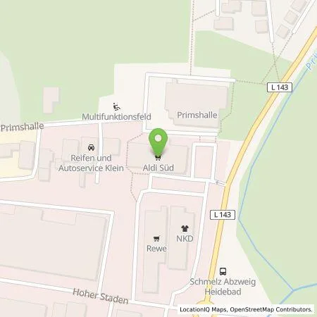 Standortübersicht der Tankstelle ALDI SÜD Immobilienverwaltungs-GmbH & Co. oHG in 66839 Schmelz