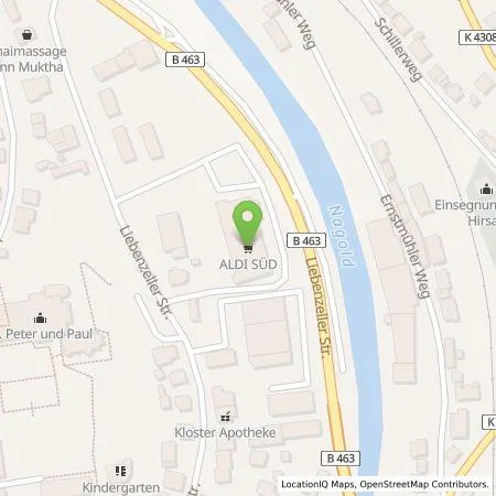 Standortübersicht der Tankstelle ALDI SÜD Immobilienverwaltungs-GmbH & Co. oHG in 75365 Calw (Hirsau)