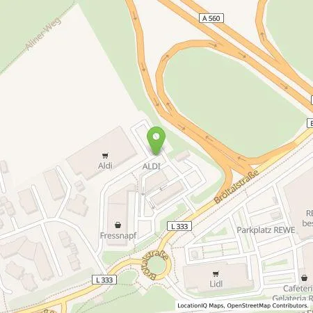 Standortübersicht der Tankstelle ALDI SÜD Immobilienverwaltungs-GmbH & Co. oHG in 53773 Hennef