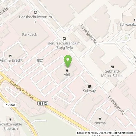 Standortübersicht der Tankstelle ALDI SÜD Immobilienverwaltungs-GmbH & Co. oHG in 88400 Biberach an der Riß