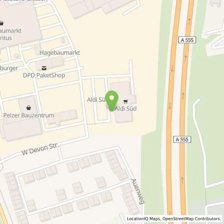 Standortübersicht der Tankstelle ALDI SÜD Immobilienverwaltungs-GmbH & Co. oHG in 50389 Wesseling