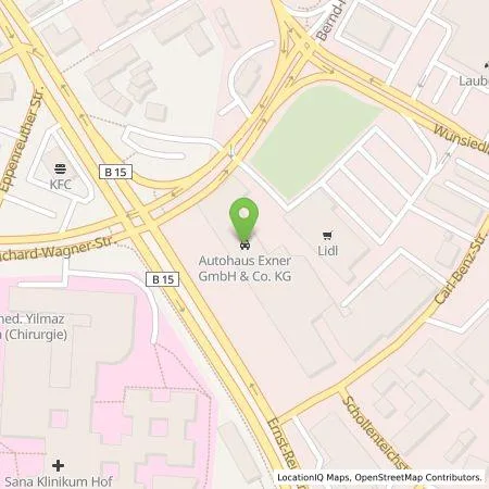 Standortübersicht der Tankstelle Auto Exner GmbH & Co KG in 95032 Hof
