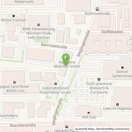 Standortübersicht der Tankstelle Autoarena München GmbH in 81477 München