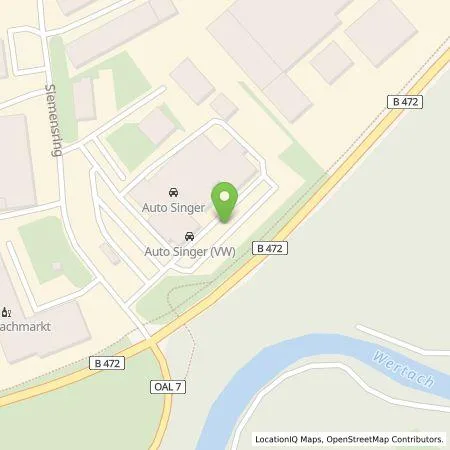 Standortübersicht der Tankstelle Auto Singer GmbH & Co. KG in 87616 Marktoberdorf