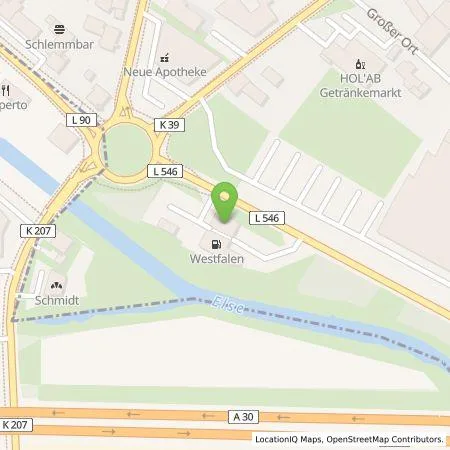 Standortübersicht der Tankstelle Westfalen AG in 32289 Rödinghausen