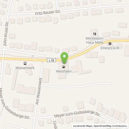 Standortübersicht der Tankstelle Westfalen AG in 49324 Melle