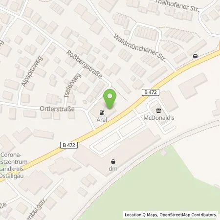 Standortübersicht der Tankstelle VWEW Kommunal GmbH in 87616 Marktoberdorf (Thalho)