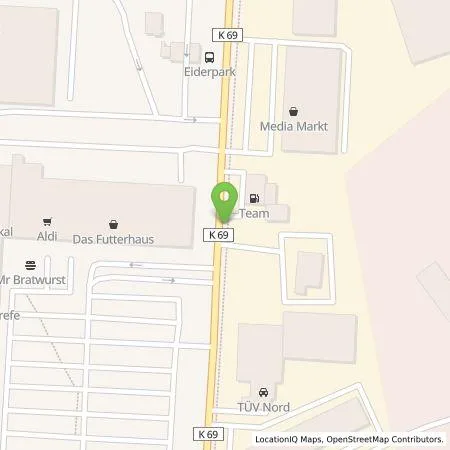 Standortübersicht der Tankstelle team energie GmbH & Co. KG in 24768 Rendsburg