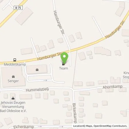 Standortübersicht der Tankstelle team energie GmbH & Co. KG in 23843 Bad Oldesloe