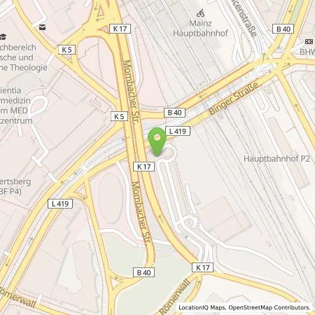 Standortübersicht der Tankstelle Mainzer Stadtwerke AG in 55116 Mainz