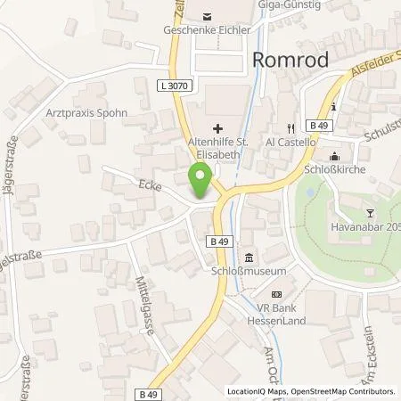 Standortübersicht der Tankstelle Oberhessische Versorgungsbetriebe AG in 36329 Romrod