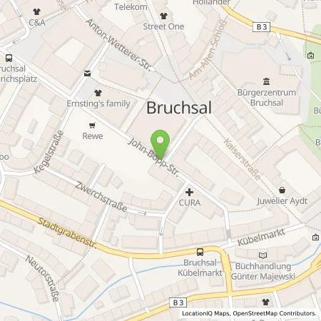 Standortübersicht der Tankstelle Energie- und Wasserversorgung Bruchsal GmbH in 76646 Bruchsal