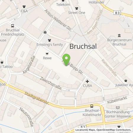 Standortübersicht der Tankstelle Energie- und Wasserversorgung Bruchsal GmbH in 76646 Bruchsal