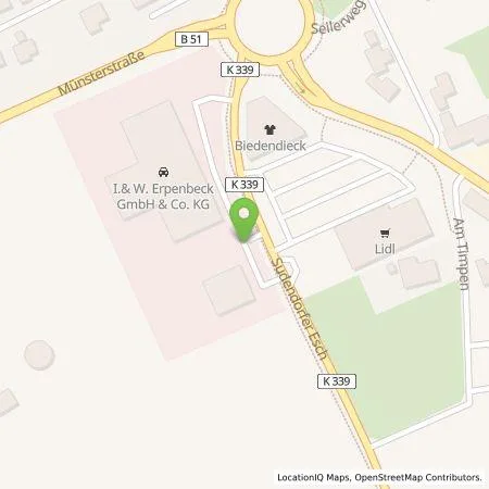 Standortübersicht der Tankstelle Teutoburger Energie Netzwerk eG in 49219 Glandorf