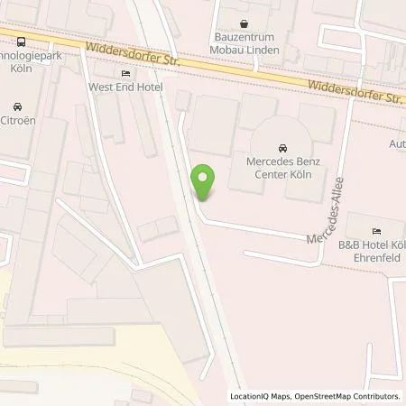 Standortübersicht der Tankstelle Mercedes- Benz AG - Niederlassung Köln / Leverkusen in 50825 Köln