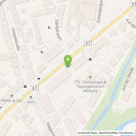 Standortübersicht der Tankstelle Erneuerbare für Marburg-Biedenkopf GmbH & Co. KG in 35037 Marburg