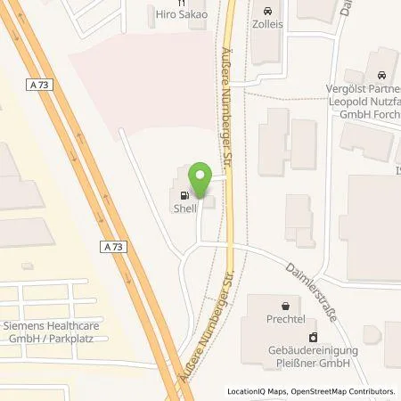 Standortübersicht der Tankstelle Shell Deutschland GmbH in 91301 Forchheim