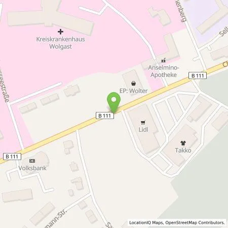 Standortübersicht der Tankstelle Lidl Dienstleistung GmbH & Co. KG in 17438 Wolgast