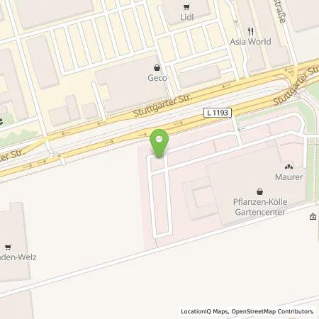 Standortübersicht der Tankstelle Pfalzwerke AG in 70734 Fellbach