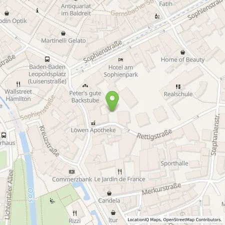 Standortübersicht der Tankstelle Hotel am Sophienpark GmbH in 76530 Baden-Baden