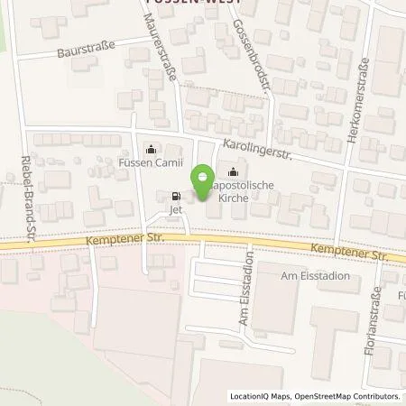 Standortübersicht der Tankstelle JET Tankstellen Deutschland GmbH in 87629 Füssen