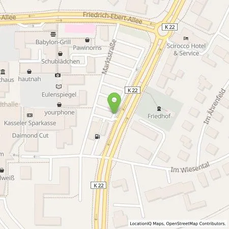 Standortübersicht der Tankstelle EAM Natur Energie GmbH in 34225 Baunatal