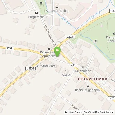 Standortübersicht der Tankstelle EAM Natur Energie GmbH in 34246 Vellmar