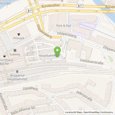 Standortübersicht der Tankstelle WSW Energie & Wasser AG in 42103 Wuppertal