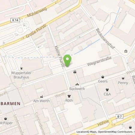 Standortübersicht der Tankstelle WSW Energie & Wasser AG in 42275 Wuppertal