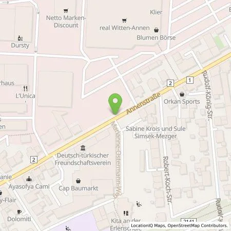 Standortübersicht der Tankstelle Stadtwerke Witten Energielösungen GmbH in 58453 Witten