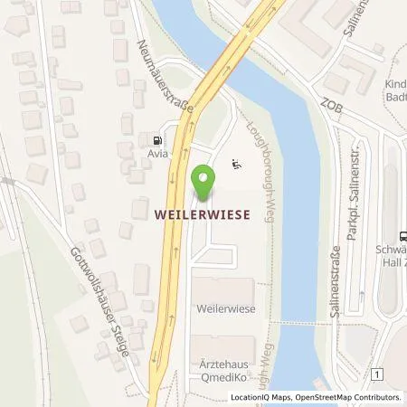 Standortübersicht der Tankstelle Haller Mobilität und Wärme GmbH in 74523 Schwäbisch Hall