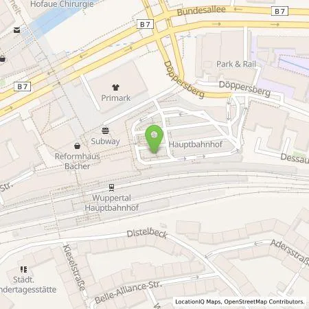 Standortübersicht der Tankstelle WSW Energie & Wasser AG in 42103 Wuppertal