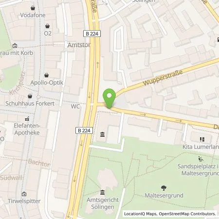 Standortübersicht der Tankstelle Stadtwerke Solingen GmbH in 42651 Solingen