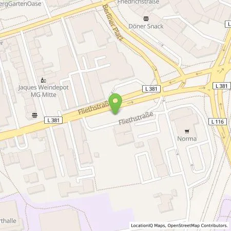 Standortübersicht der Tankstelle NEW Niederrhein Energie und Wasser GmbH in 41061 Mönchengladbach