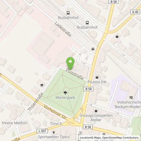 Standortübersicht der Tankstelle Servicewerke Westfalen GmbH & Co. KG in 59269 Beckum