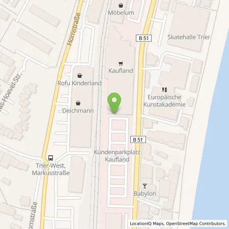 Standortübersicht der Tankstelle Kaufland Dienstleistung GmbH & Co. KG in 54294 Trier