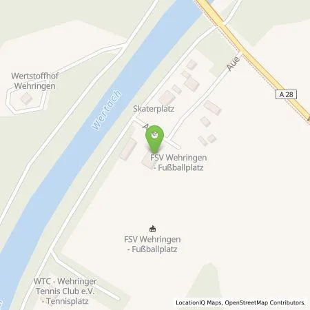 Standortübersicht der Tankstelle FSV Wehrigen 1947 e.V. in 86517 Wehringen