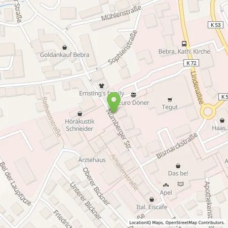 Standortübersicht der Tankstelle Stadtwerke Bebra GmbH in 36179 Bebra