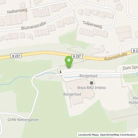 Standortübersicht der Tankstelle BEW Bergische Energie und Wasser GmbH in 42499 Hückeswagen