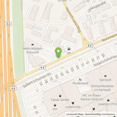 Standortübersicht der Tankstelle JET Tankstellen Deutschland GmbH in 68519 VIERNHEIM