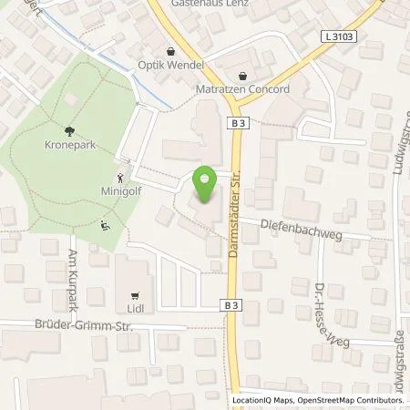 Standortübersicht der Tankstelle Gruppen-Gas- und Elektrizitätswerk Bergstraße AG in 64625 Bensheim