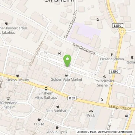 Standortübersicht der Tankstelle Stadtwerke Sinsheim Versorgungs GmbH & Co. KG in 74889 Sinsheim