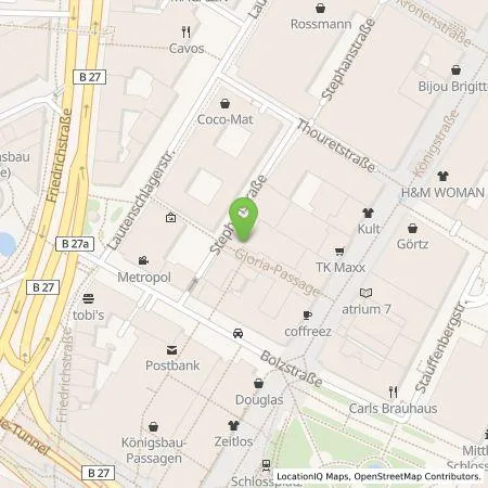 Standortübersicht der Tankstelle Jäger Parkhaus-Betreibungs-GmbH in 70173 Stuttgart